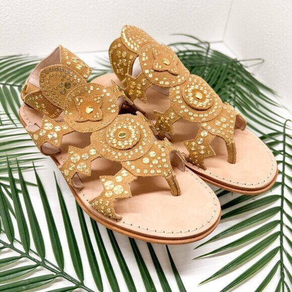 Cecelia New York Sand Bubbly Gladiator Studded Flat Sandals Size 6.5 NWB - Picture 1 of 11